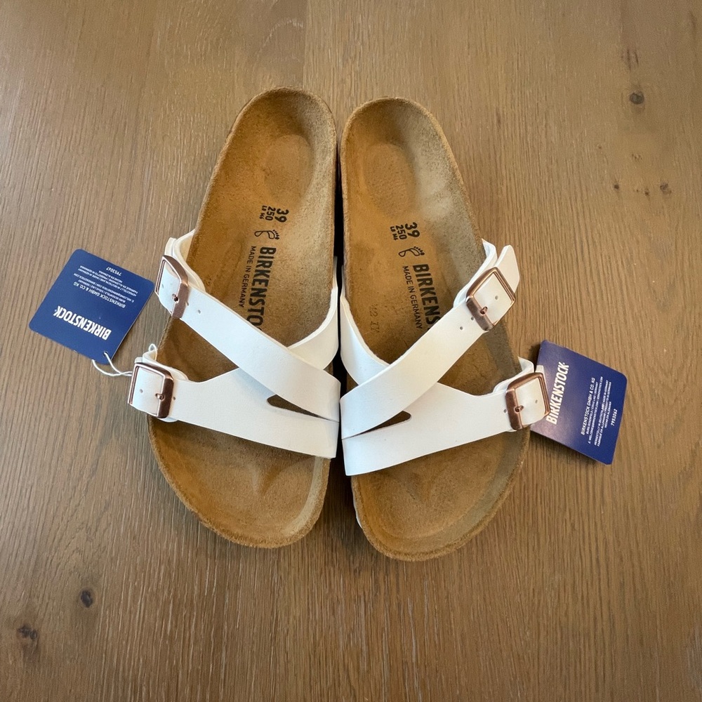 Birkenstock Yao Adjustable Slide Sandal White Size L 8 New NWT